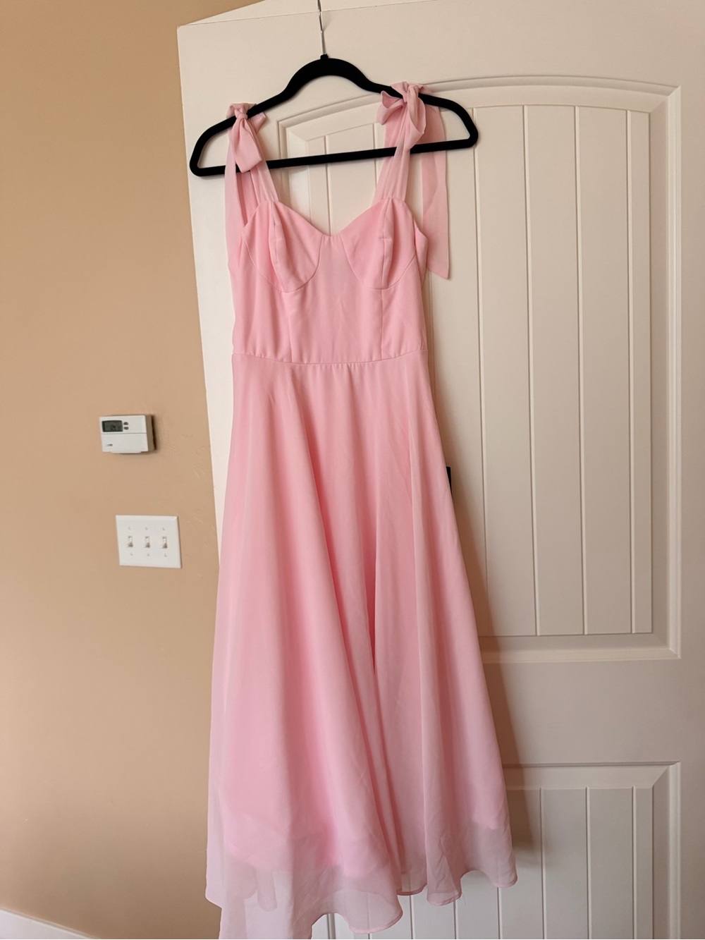 Lulu's Blush Pink Tie-Shoulder Midi Dress